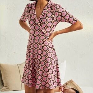 NWOT Boden Fixed Wrap Jersey Dress Opulent Daisy Size 16 18 R 16/18R